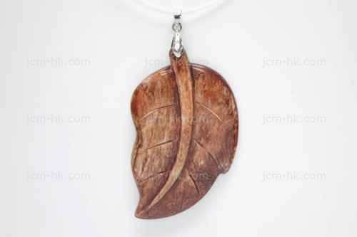 40x70mm Buffalo Bone Leaf Designer Bead Pendant, Natural Dyed [z7375]