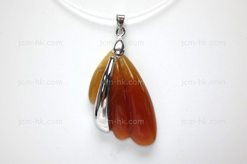 22x38mm Amber Horn Designer Bead Pendant with 925 Sterling Silver [z7394]