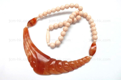 110x28mm Amber Horn & Buffalo Bone Necklace 18" [z7539]