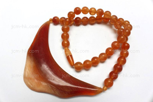 22x32mm Amber Horn Necklace 18" [z7594]