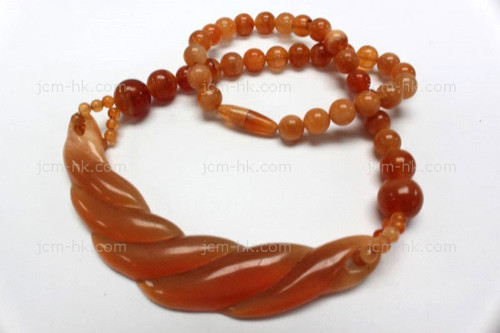 25x25mm Amber Horn Necklace 18" [z7583]