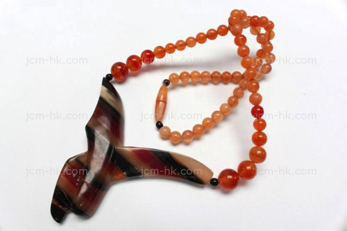 28x28mm Amber & Buffalo Horn Necklace 18" [z7590]