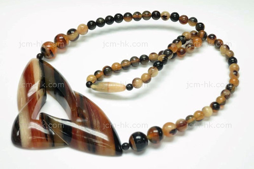 85x50mm Buffalo & Amber Horn Beads Necklace 18" [z7706]