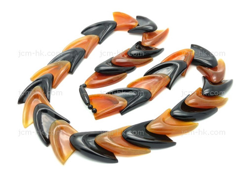 33x25mm Amber & Buffalo Horn Necklace 24" [z8509]