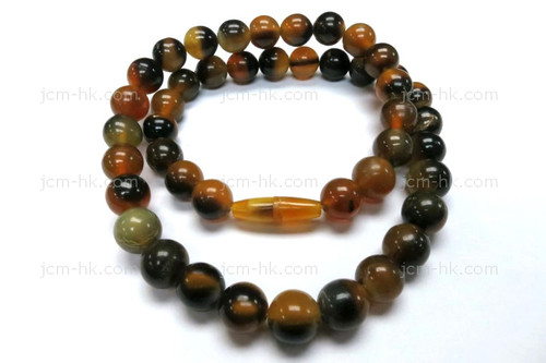 10mm Amber & Buffalo Horn Necklace 18" [z8551]