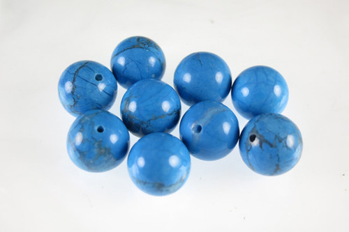 10mm Turquoise Howlite 1.2mm Half Drill Beads 9pcs. [e2243]
