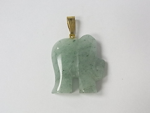 25mm Green Aventurine Elephant Pendant [e445]