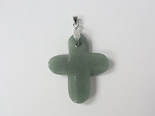 40mm Green Aventurine Special Cut Cross Pendant [e200]