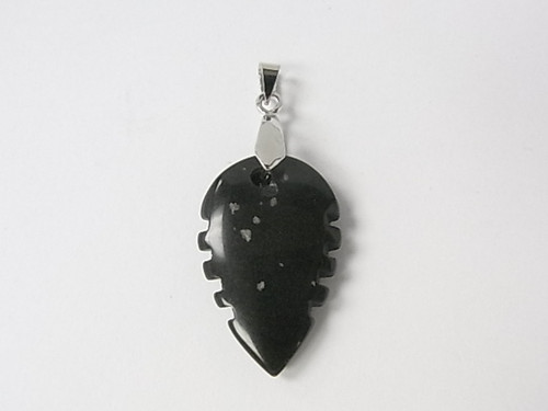 20x30mm Snowflake Obsidian Leaf Pendant [e442]