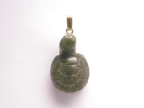 28mm (14mm Thick) Nephrite Jade Fine Carved Turtle Pendant [e1699]