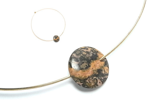 25mm Leopard Skin Disc With Gold Plated Choker [e1140]