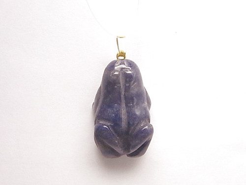 30mm (12mm Thick) Sodalite Fine Carved Frog Pendant [e1701]
