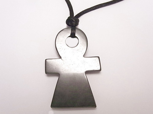 35x52mm Hematite Cross With Cord Necklace 36" [e1698]