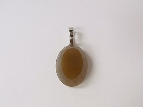 15x20mm Amber Agate Faceted Oval Pendant [e1101]