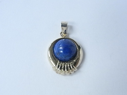 925 Sterling Silver Gold Plated 16mm A Grade Lapis Lazuli Pendant [e511]