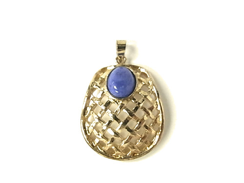 925 Sterling Silver Gold Plated 25x30mm A Grade Lapis Lazuli Pendant [e1126]