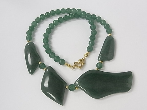 35x120mm Green Aventurine Necklace 18" [e436]