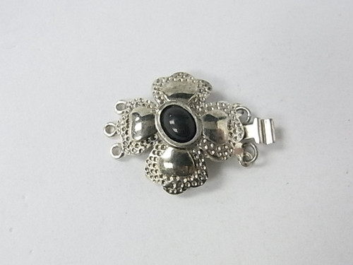 925 Sterling Silver 25mm Black Onyx 3 To 5 Row Clasp [e233]