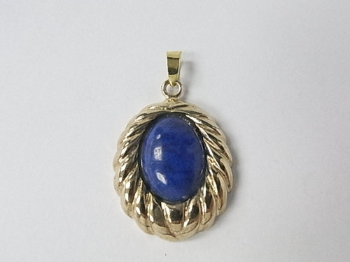 925 Sterling Silver Gold Plated 16x20mm A Grade Lapis Lazuli Pendant [e452]