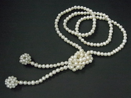 5-6mm Freshwater Pearl Necklace 36" 2 16mm Pearl Ball & 14K 585 Gold Beads
