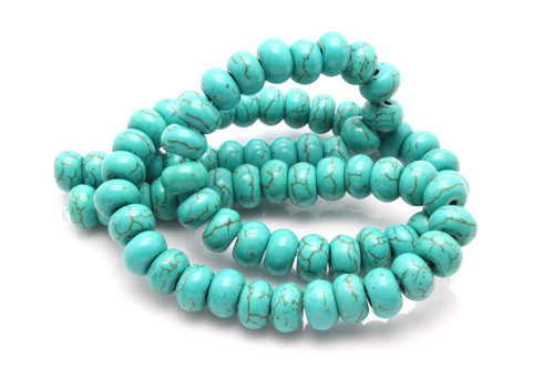 8mm Tibetan Turquoise Rondelle Beads 15.5" stabilized [t3c8]