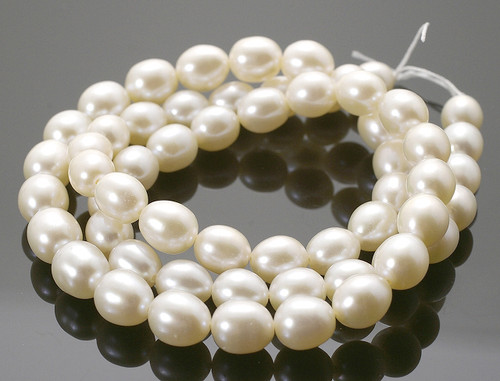 7-8mm White Rice Freshwater Pearl 14-15" A Grade A+ Grade Lustre [p7a]