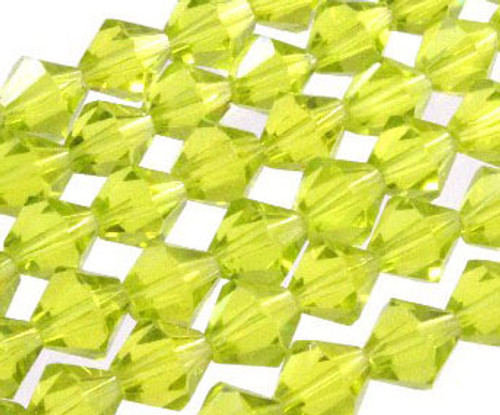 8mm Peridot Glass Faceted Bicone About 40 Bead 12" [uc23b25]