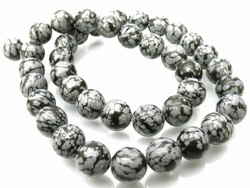 10mm Snowflake Obsidian Round Beads 15.5" natural [10b25]