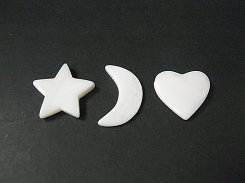 18mm Mother Of Pearl Sun, Star & Moon Beads 3pcs. [e1420]