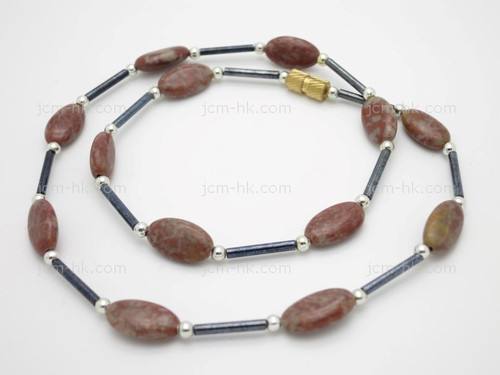 8x14mm Red Spot Jasper Necklace 17" [e3029]