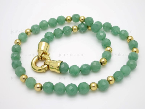 8mm Aventurine Necklace 18" & 14k Gold Plated Clasp [e3057]