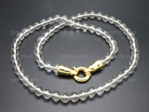 6mm Rec.crystal Necklace 18" & 14k Gold Plated Clasp [e3062]