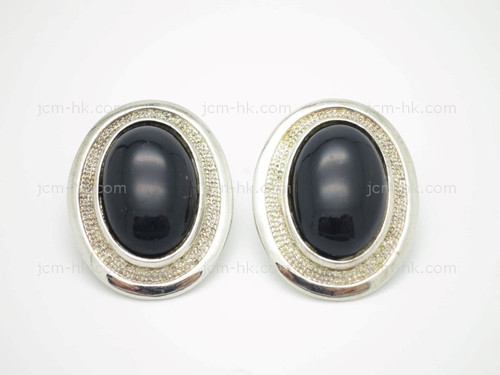 26x36mm Black Onyx Earring With 925 Sterling Silver Setting [e3212]