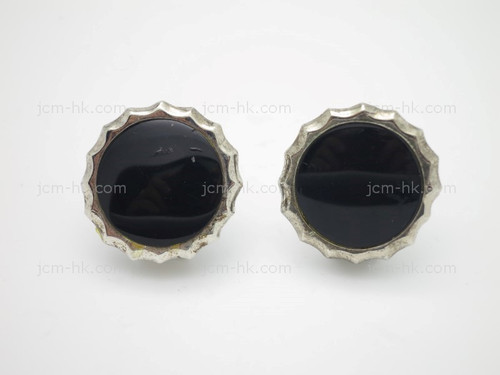 25mm Black Onyx Earring With 925 Sterling Silver Setting [e3217]