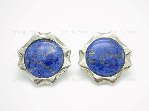 28mm Lapis Lazuli Earring With 925 Sterling Silver Setting [e3223]