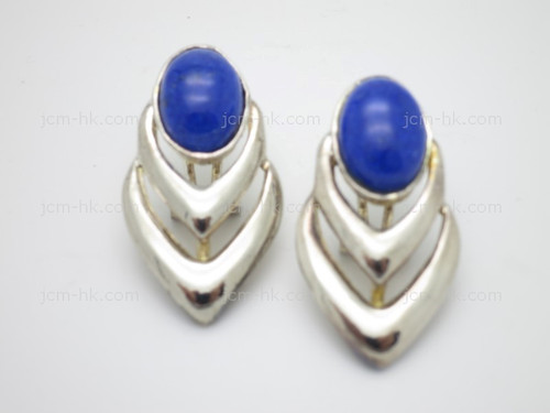 18x35mm Lapis Lazuli Earring With 925 Sterling Silver Setting [e3225]