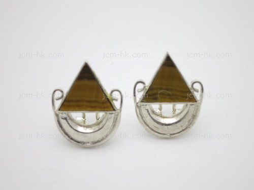 18x25mm Tiger Eye Earring With 925 Sterling Silver Setting [e3237]