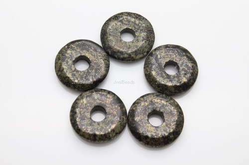 15mm Black Pyrite Donut 5pcs.
