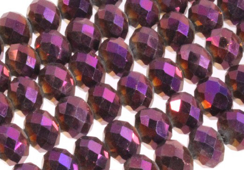 12x8mm Metallic Purple Glass Faceted Rondelle About 72 Bead [uc5b22]