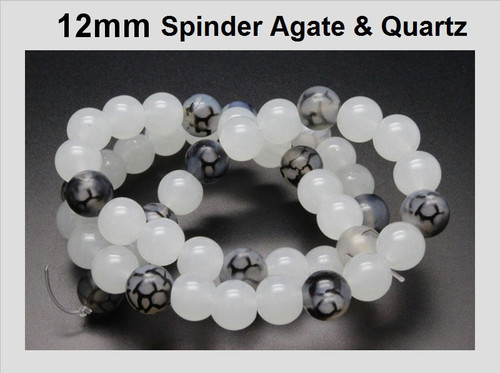 12mm Spider & Quartz Round Beads 15.5" dyed [12x19]