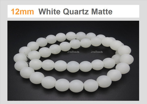 12mm Matte White Quartz Round Beads 15.5"