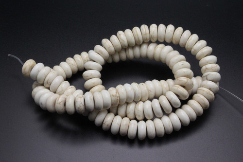 8mm White Turquoise Rondelle Beads 15.5" stabilized [ts152]