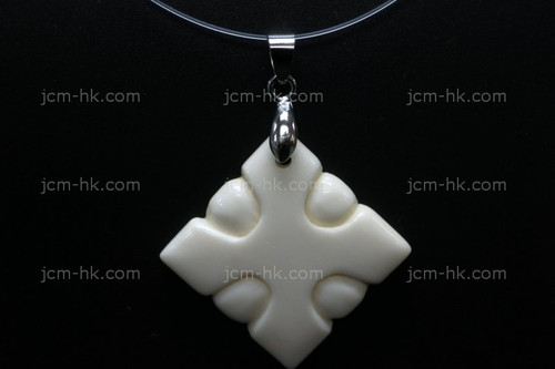 38X38mm Buffalo Bone Carved Designer Bead Pendant [z1402]