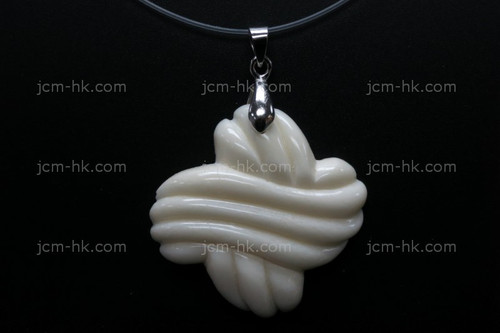 35x35mm Buffalo Bone Carved Designer Bead Pendant [z7449]