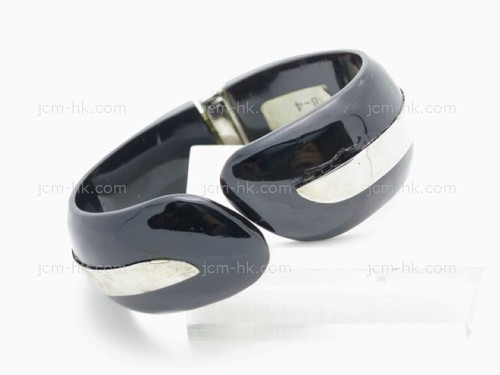 25mm Free Size Buffalo Horn Bangle & 925 Sterling Silver [z7943]