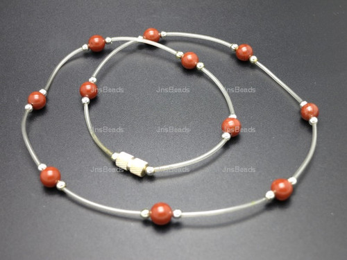 6mm Red Jasper Necklace 18"