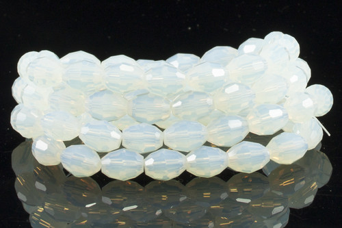 8x12mm Moonstone Opalite Faceted Rice Beads 15.5" synthetic [sc8a43]