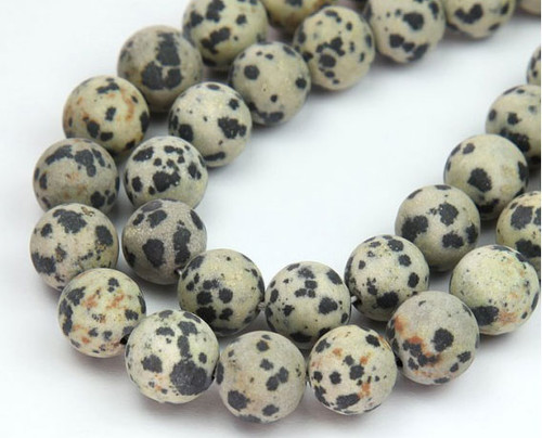 12mm Matte Dalmatian Round Beads 15.5" [12b23m]