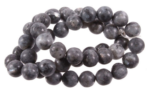 12mm Matte Black Labradorite Round Beads 15.5" natural [12d40m]