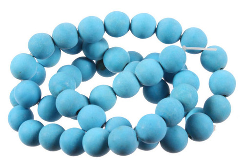 8mm Matte Blue Turquoise Round Beads 15.5" stabilized [8d24m]
